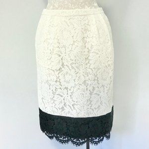 J Crew S Colorblock Lace Pencil Skirt White Black